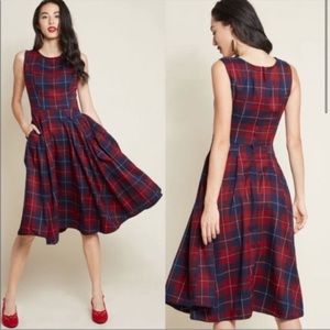 Collectif x Modcloth Astrid Ginsberg Check Plaid Tartan Pinup Dress